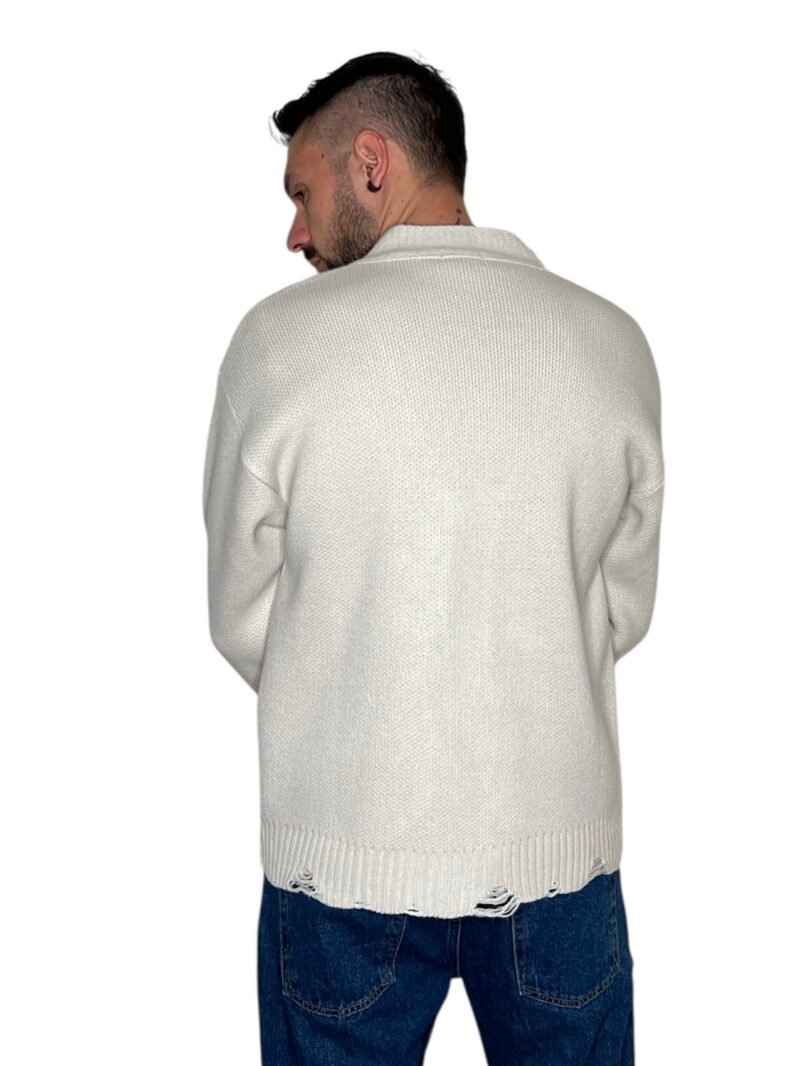 CARDIGAN CON ROTTURE PANNA - immagine 2
