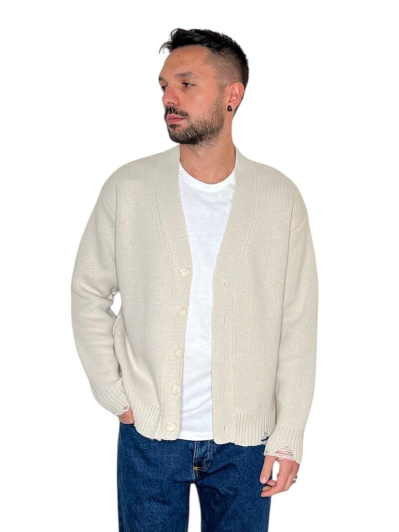 CARDIGAN CON ROTTURE PANNA - immagine 7